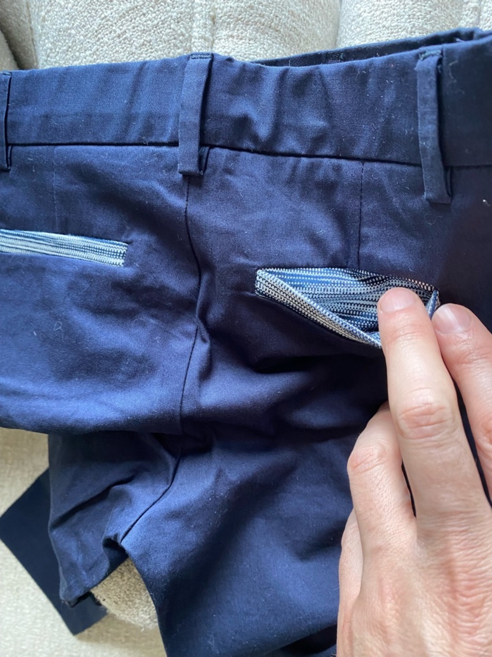 Designer Navy Straight-Leg Pants - Picture 5 of 6